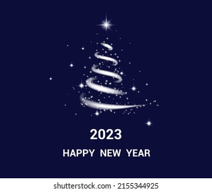 Weihnachtsbaum mit Sternen aus Schneebussard. Schönes neues Jahr 2023 Blauer Weihnachtshintergrund, Stern von Bethlehem, auch als Weihnachtsstar bezeichnet