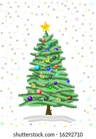 christmas tree and stars vector