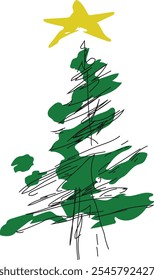 Christmas Tree with Stars Vector