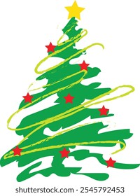 Árvore de Natal com Estrelas Vetor