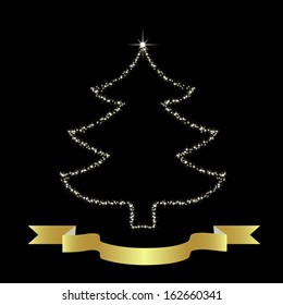Christmas tree from stars vector background