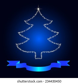 Christmas tree from stars. vector background