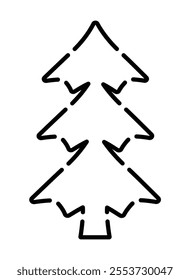 Christmas tree stencil design for decorating gingerbread, cookies and other confectionery - vector template for cutting. Design Paint Your Own, PYO, Cookie Stencil