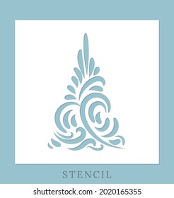Christmas tree stencil. Template for Christmas cards, invitations. Suitable for laser cutting, plotter cutting. Winter holiday design template. 