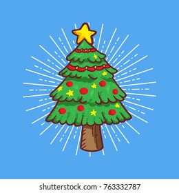 christmas tree sticker vector cartoon