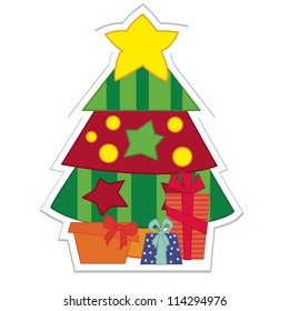 Christmas tree sticker. Vector illustration