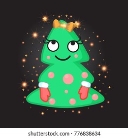 Christmas tree sticker. Vector illustration.