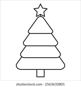 Christmas tree stock icon outline vector
