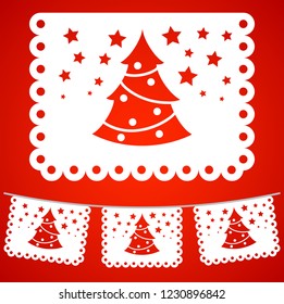 Christmas Tree streets decoration, holiday vector Element illustration
