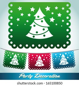 Christmas tree streets decoration - holiday vector decoration