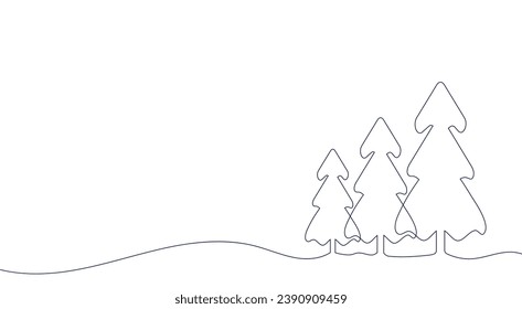 Weihnachtsbaum im Stil einer Linie. Neujahr und Weihnachten im minimalistischen Stil. Handmalerei. Für Druck, Dekoration, Grüße und Stimmung. Vektorgrafik