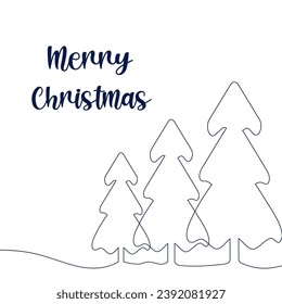 Christmas tree in the style of one line. New Year and Christmas background in a minimalistic style. Hand painting. For printing, decoration, greetings and mood. Vector