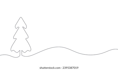 Weihnachtsbaum im Stil einer Linie. Neujahr und Weihnachten im minimalistischen Stil. Handmalerei. Für Druck, Dekoration, Grüße und Stimmung. Vektorgrafik
