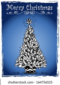 Árbol de Navidad estilizado dibujar 3 - ilustración vectorial eps10.