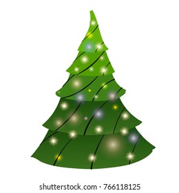Christmas tree stylized drawing for creation of New Year's decor.