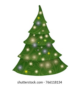 Christmas tree stylized drawing for creation of New Year's decor.