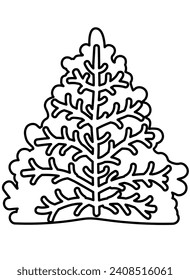 Árbol de Navidad estilizado con un contorno editable - imagen lineal vectorial para colorear. Esquema. Árbol de coníferas para el libro de colorantes.