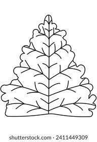 Christmas tree stylized with an editable outline - vector linear picture for coloring. Outline. Spruce, coniferous tree for coloring book.
