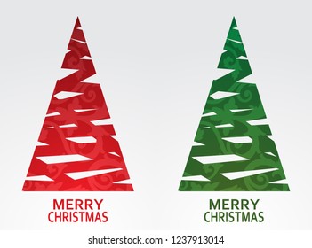 christmas tree stylized red green symbol set