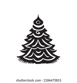 Christmas Tree Swirl Symbol - Ink for Printing