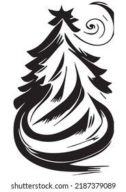 Christmas Tree Swirl Symbol - Ink for Printing