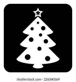 Christmas tree symbol button on white background. Vector illustration.