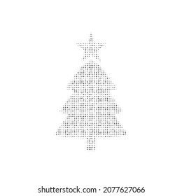 The Christmas tree symbol filled with black dots. Pointillism style. Vector illustration on white background