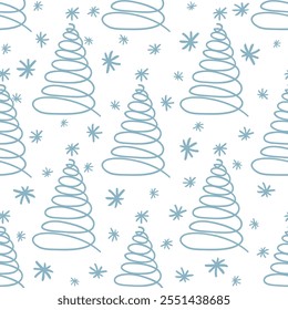 Christmas tree symbol hand drawn doodle vector seamless pattern.