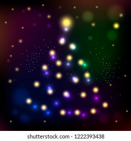 Christmas tree. symbol of Happy New Year, Merry Christmas holiday celebration. Bright shiny design. Vector
