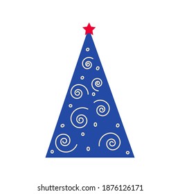 Christmas tree as symbol of Happy New Year, Merry Christmas holiday celebration. Vector illustration on isolated white background. Sparkle light decoration. Bright shiny design illustration. 