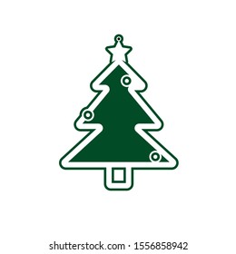 Christmas Tree Symbol Icon Vector Illustration