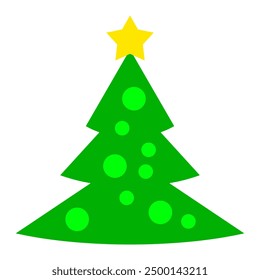 Christmas tree symbol. Modern flat design in cartoon style. Vector illustration isolated on white background.
