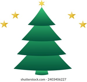 Christmas tree, a symbol of Christmas and New Year, a time for gifts of fun and good mood. an element for a postcard or banner or packaging. Holiday illustration in flat style with garland and Christm