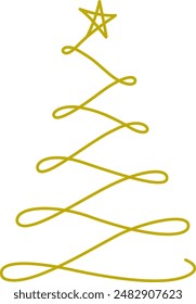 Christmas tree symbol in one line style.. Continuous one line drawing. Vector illustration