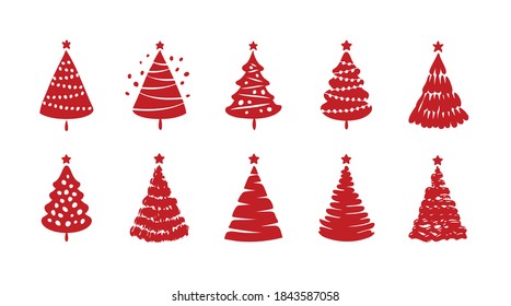 Christmas tree symbol set. Holiday concept vector illustration
