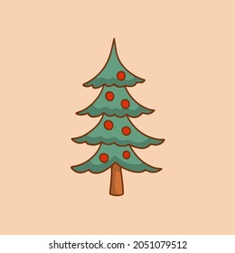 Christmas Tree Symbol. Social Media Post. Christmas Decoration Vector Illustration.