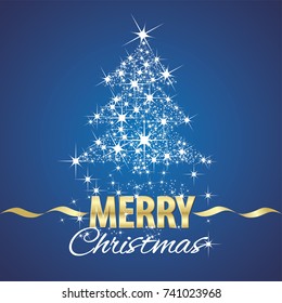 Christmas tree symbol stardust blue background