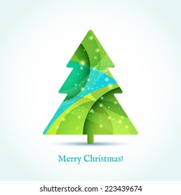 Christmas tree symbol. Vector illustration. Greeting card design. 