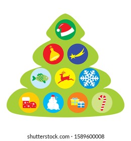 christmas tree, symbols, conceptual vector illustration