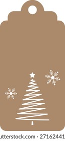 christmas tree tag gift label rectangle hole decoration holiday winter present vector simple design craft template