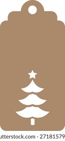 christmas tree tag gift label rectangle hole decoration holiday winter present vector simple design craft template