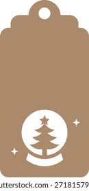 christmas tree tag gift label rectangle hole decoration holiday winter present vector simple design craft template