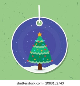 christmas tree in tag hanging