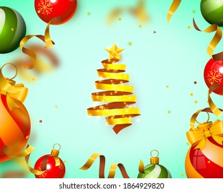 Christmas tree tape design banner. Vector illustration