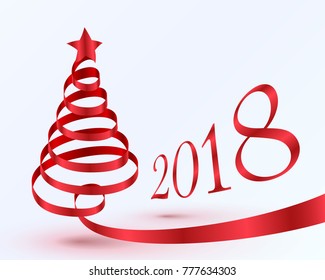 Christmas tree tape new year 2018 design banner. Vector illustration