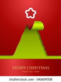 Christmas tree of teared paper with star on the top 