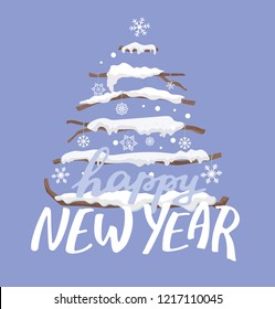 Christmas tree template banner - Happy new 2019 year and Merry Christmas