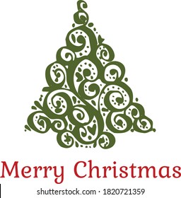 Christmas Tree template design for print or use as poster, card, flyer or T Shirt