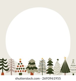CHRISTMAS TREE template frame cute hand drawn blank illustration simple drawing decorative doodle kiddy placeholder card design