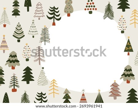 CHRISTMAS TREE template frame cute hand drawn blank illustration simple drawing decorative doodle kiddy placeholder card design